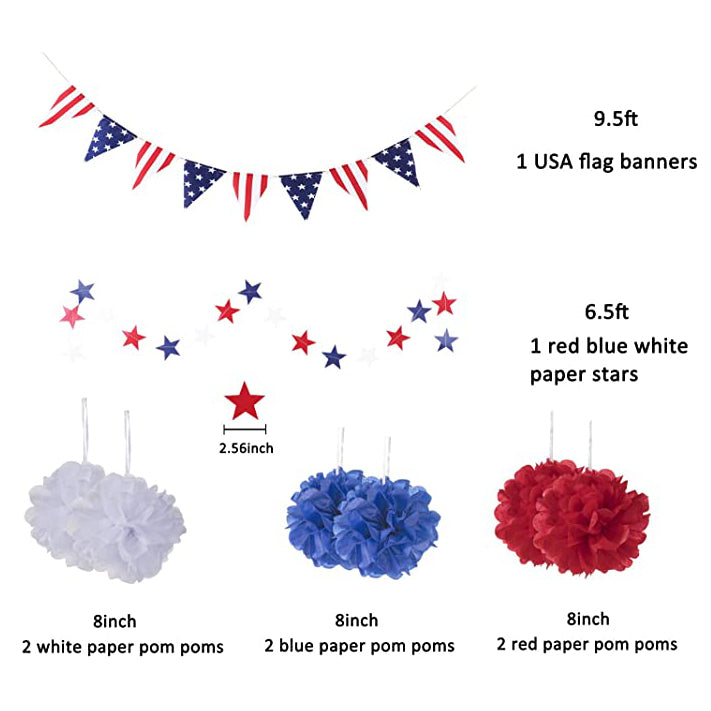 14-Piece: Patriotic Party Decorations Set