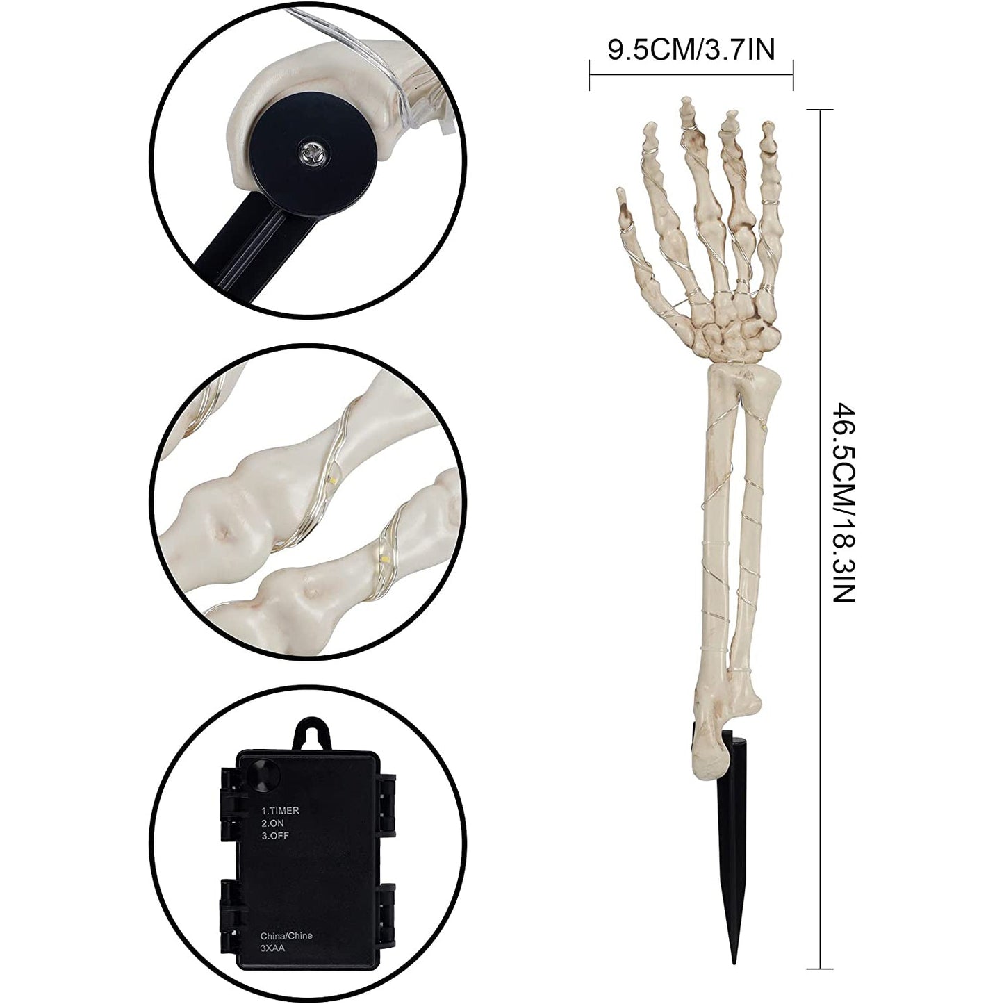 2-Pack: Light Up Skull Arm Stakes