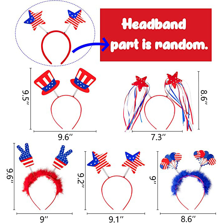 10-Piece: Patriotic Head Boppers Headband
