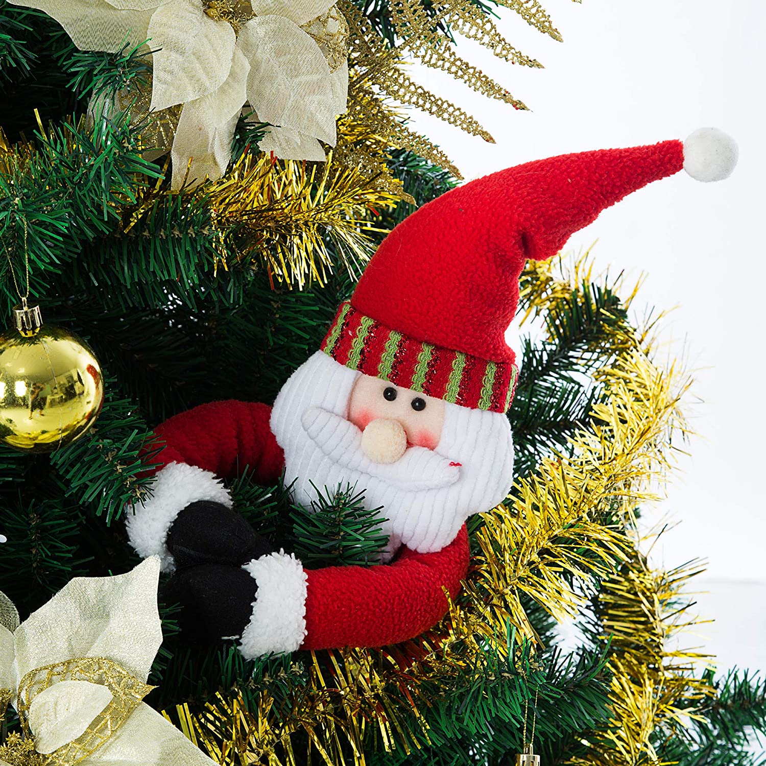 2-Pack: Christmas Curtain Buckle Doll Santa & Snowman