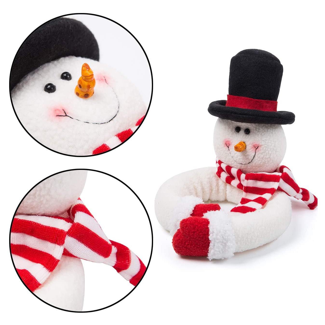 2-Pack: Christmas Curtain Buckle Doll Santa & Snowman