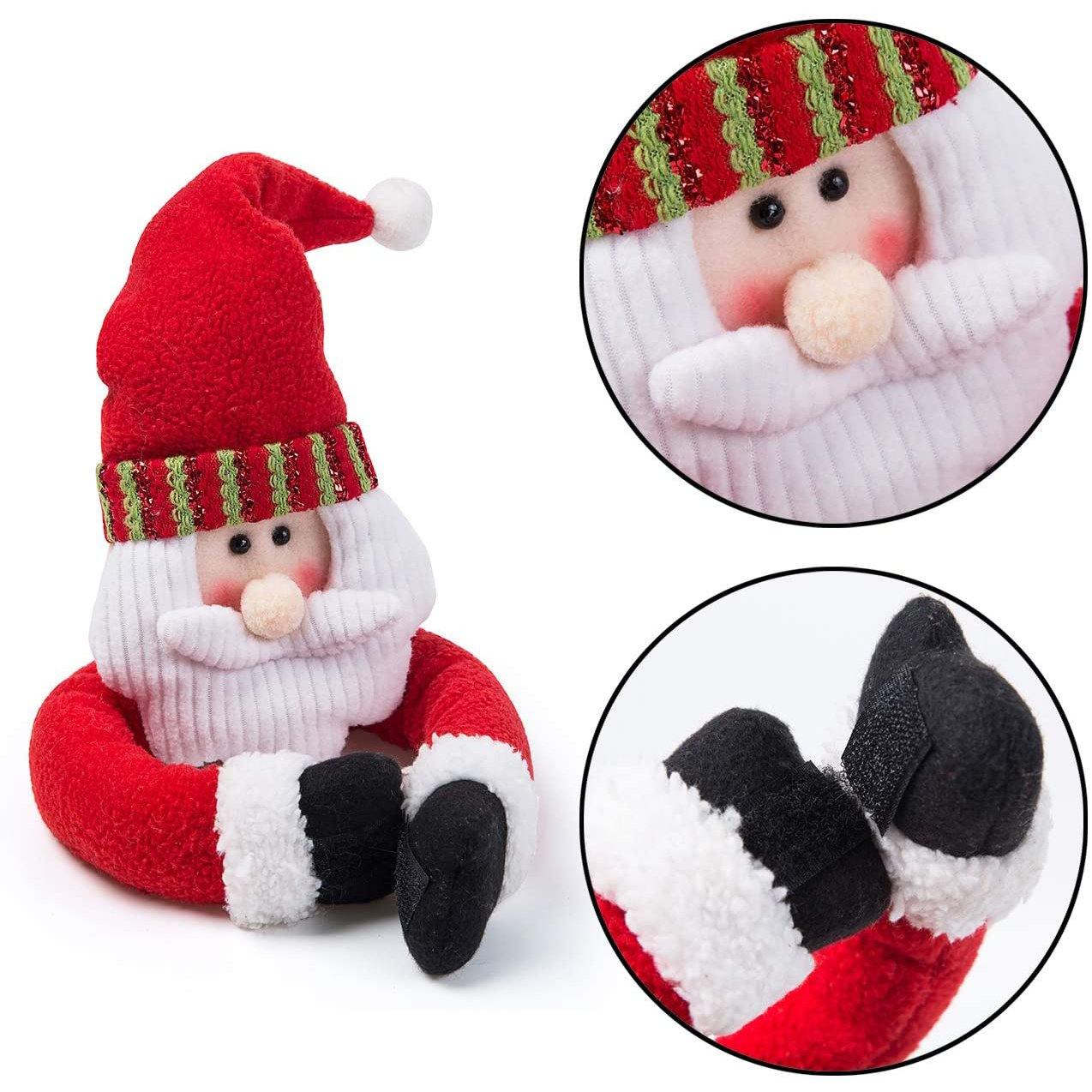 2-Pack: Christmas Curtain Buckle Doll Santa & Snowman