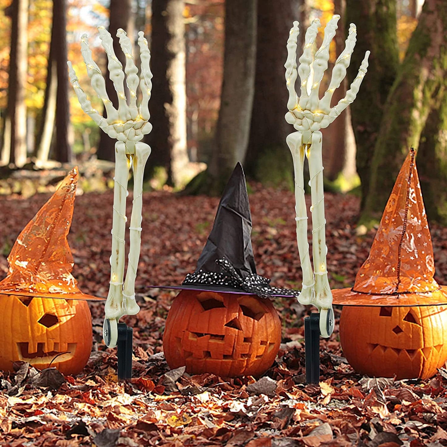 2-Pack: Light Up Skull Arm Stakes
