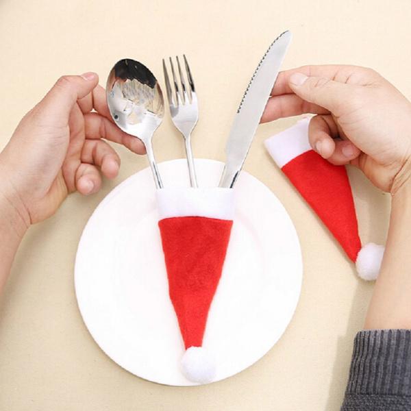20-Piece: Christmas Santa Hat Silverware Storage Bag
