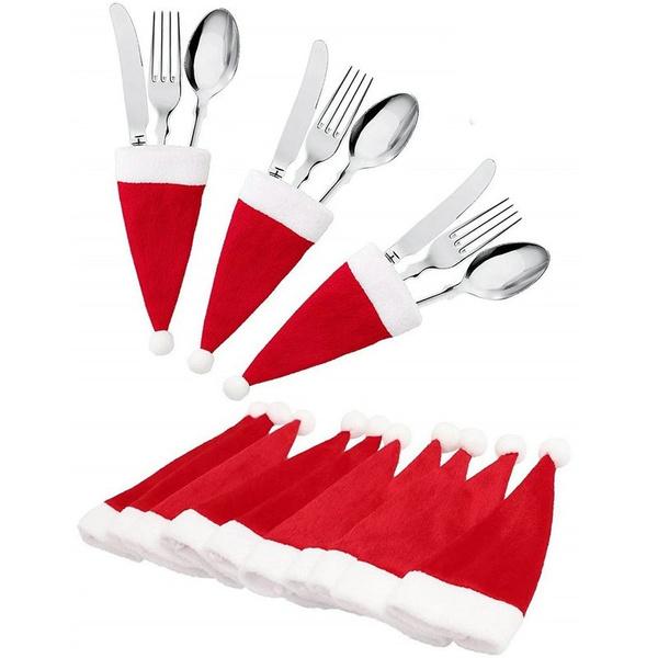 20-Piece: Christmas Santa Hat Silverware Storage Bag