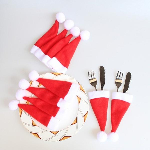 20-Piece: Christmas Santa Hat Silverware Storage Bag