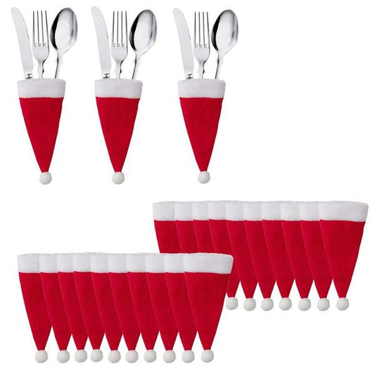 20-Piece: Christmas Santa Hat Silverware Storage Bag