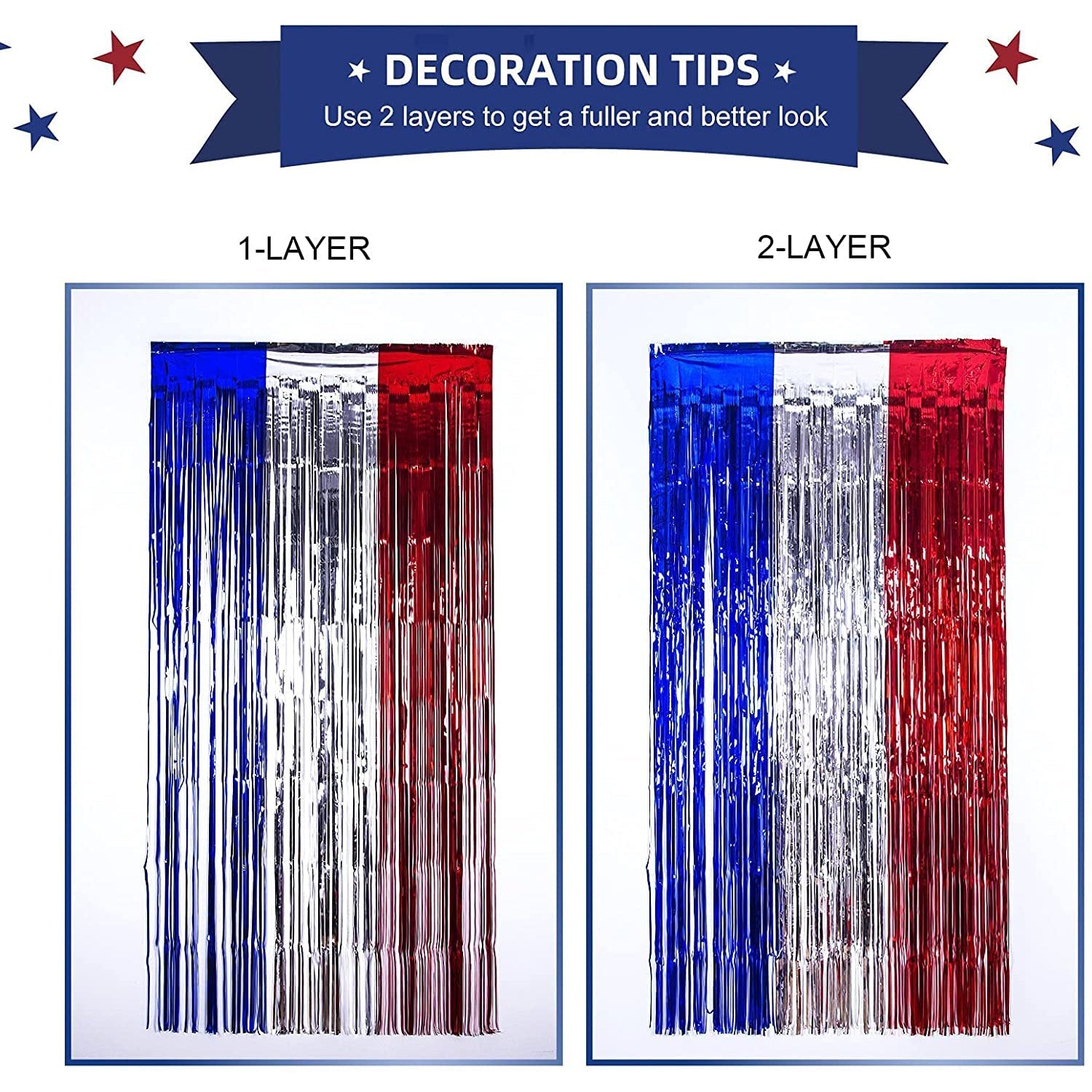 3-Pack: Tinsel Foil Fringe Curtains
