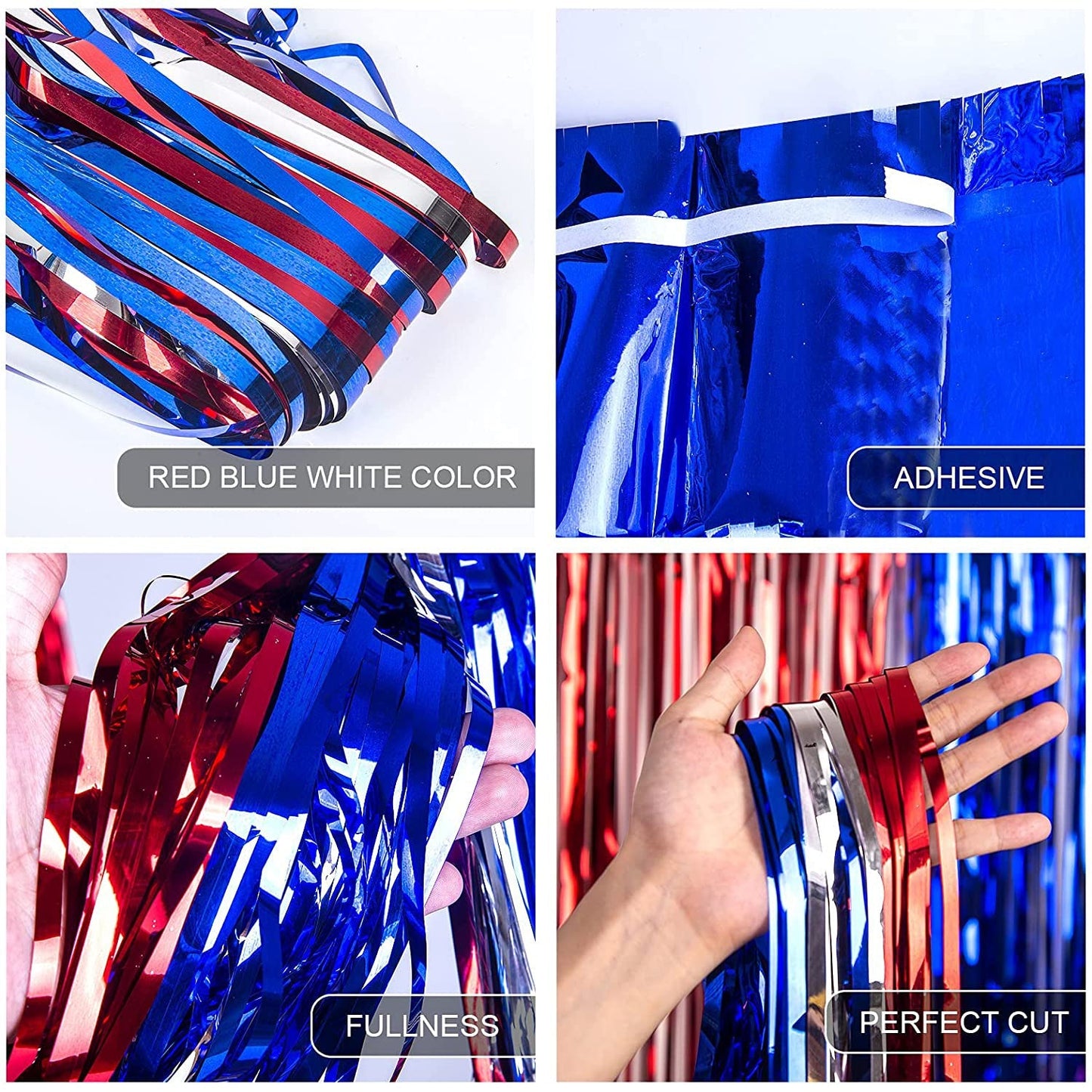 3-Pack: Tinsel Foil Fringe Curtains