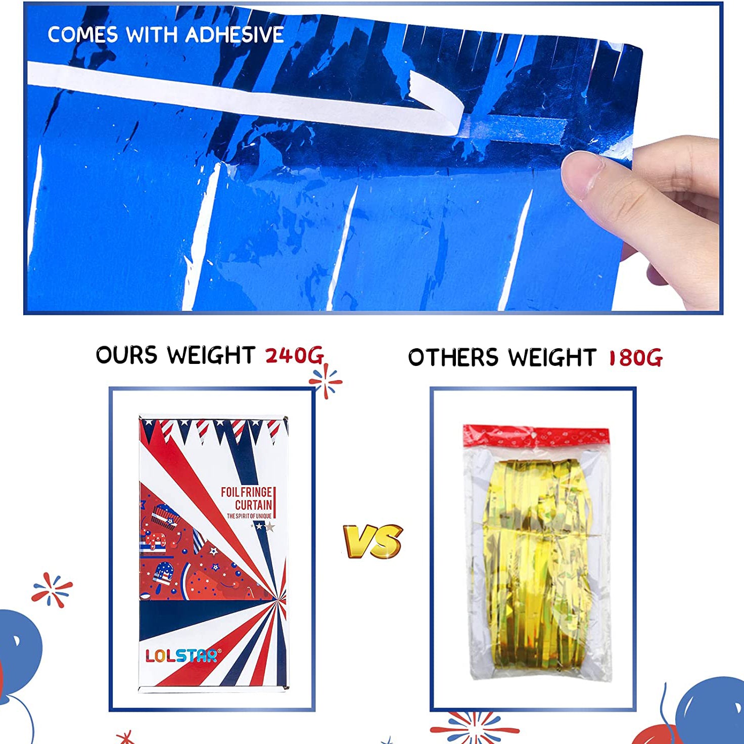 3-Pack: Tinsel Foil Fringe Curtains