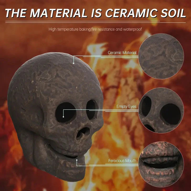 4-Pack: Halloween Fire Pit Skull Ceramic Props