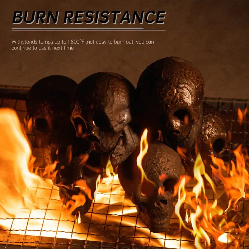 4-Pack: Halloween Fire Pit Skull Ceramic Props