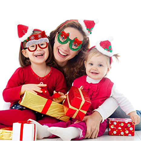 9-Pieces: Christmas Glitter Party Glasses Frame