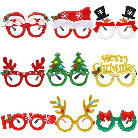 9-Pieces: Christmas Glitter Party Glasses Frame