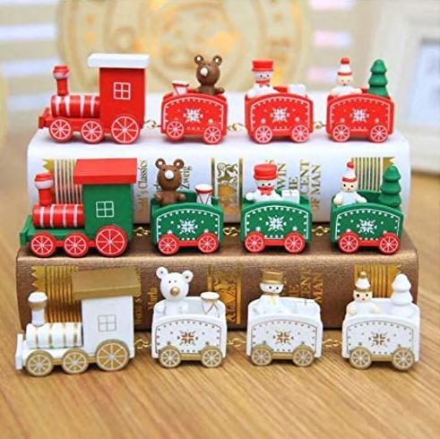 Happy Trees Wooden Christmas Train with Snowman